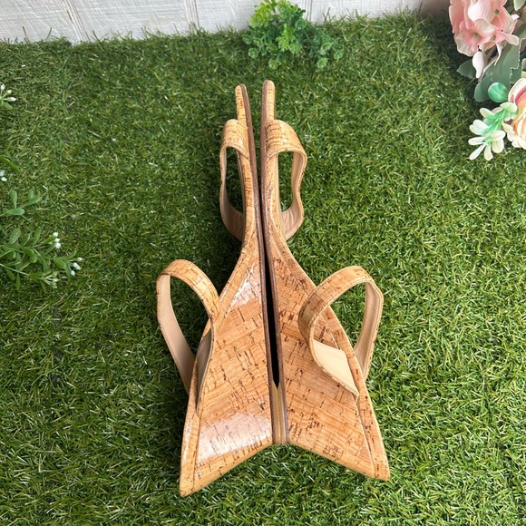STUART WEITZMAN Aleena Square Toe Wedge Slide SANDAL size SIZE 10 Natural. Cork - Picture 14 of 16